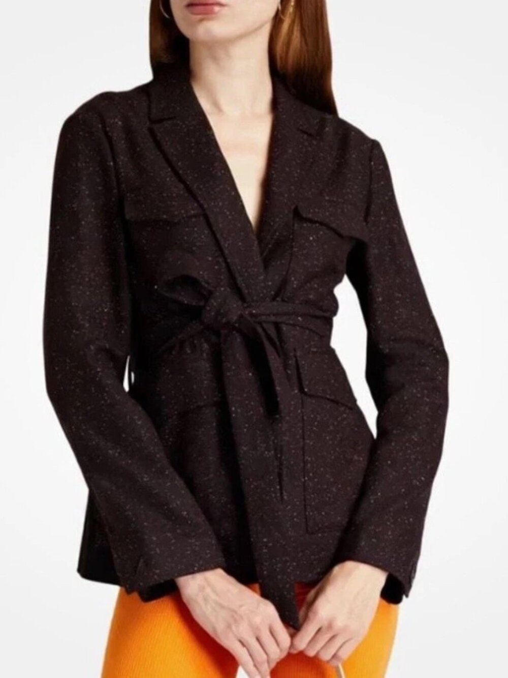 Rag & Bone Vera Donegal Wool/Silk Blend Burgundy Speckled Blazer Jacket Size 4